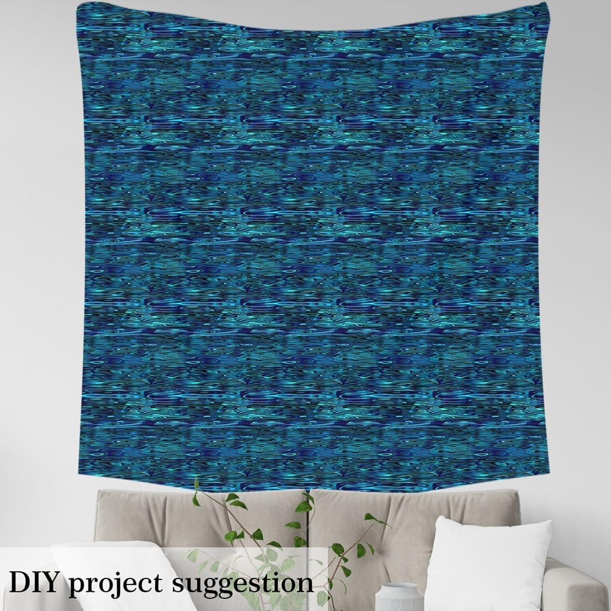 Feelyou Water Pattern Fabric by The Yard, Chic Striped Line Upholstery Fabric for Chairs, Modern Marble Print Decorative Waterproof Outdoor Fabric, 2 Yards, Blue