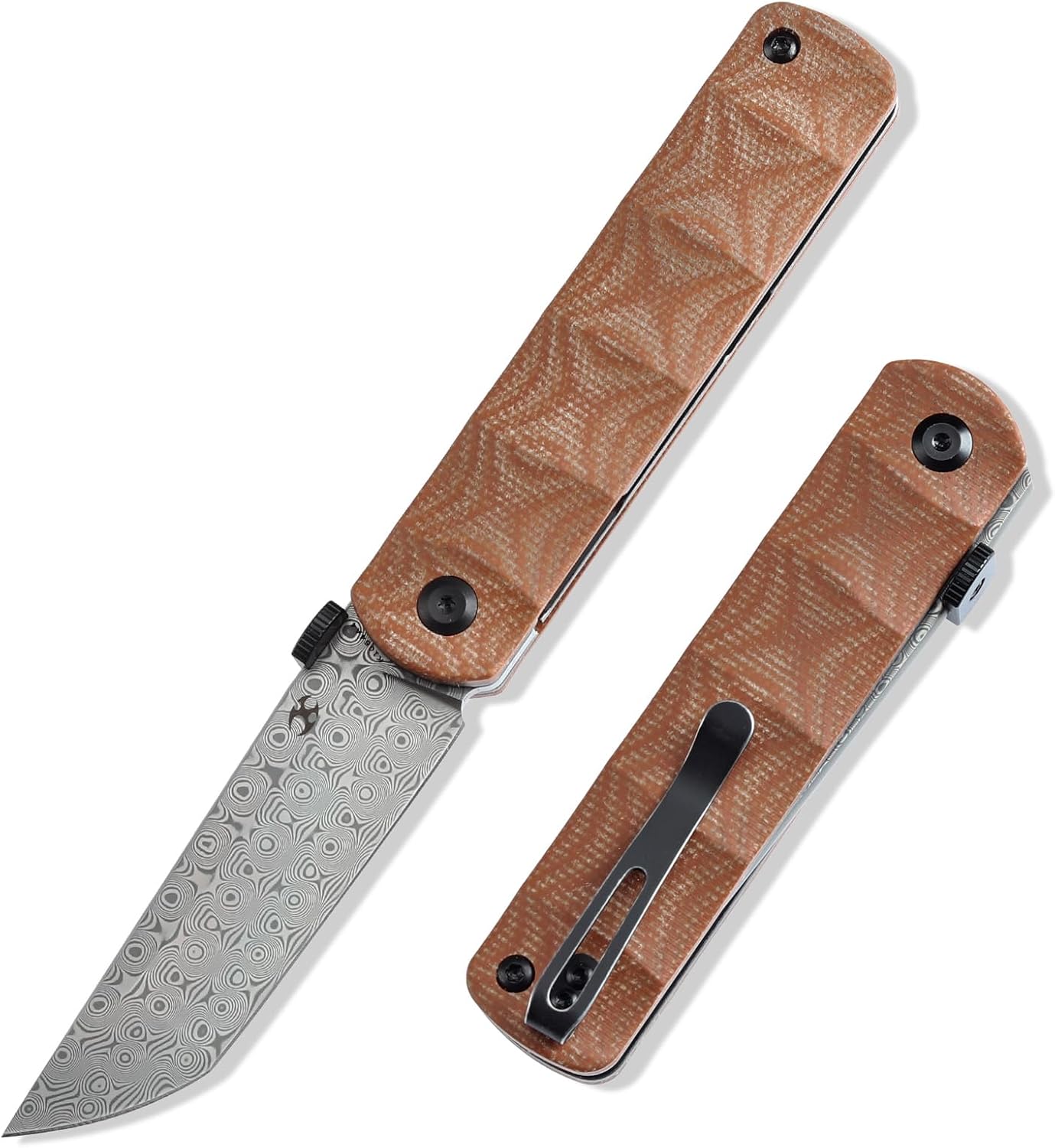 KANSEPT BTF Pocket Folding Knives for Men EDC Camping Knife 3.24'' Blackwashed CPM S35VN Blade with Green G10 Handle K1064A1