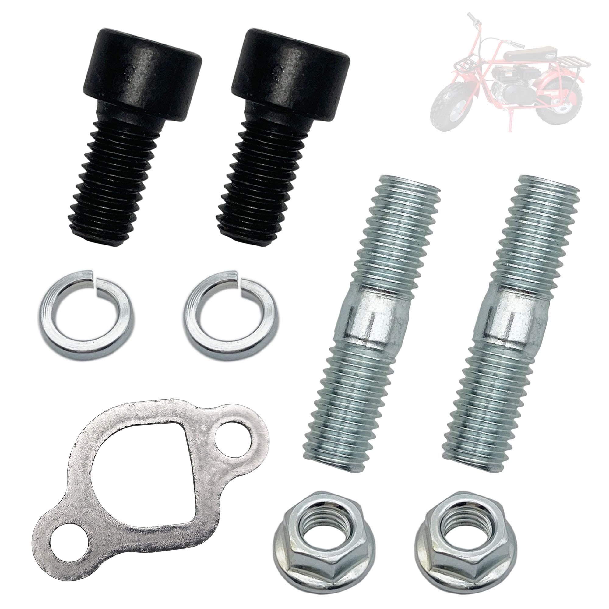 YGQ Exhaust Muffler Pipe Mounting Hardware Studs Bolt kit with Gasket for Coleman CT200U BT200X Baja MB200 Axis M200 Mini Bike KT196 Go Kart Predator