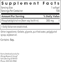 Vista 3 de Allergy Research Group Suplemento de fosfatidilcolina – Cápsulas de lecitina, enzimas digestivas para el hígado, apoyo a la digestión de grasa