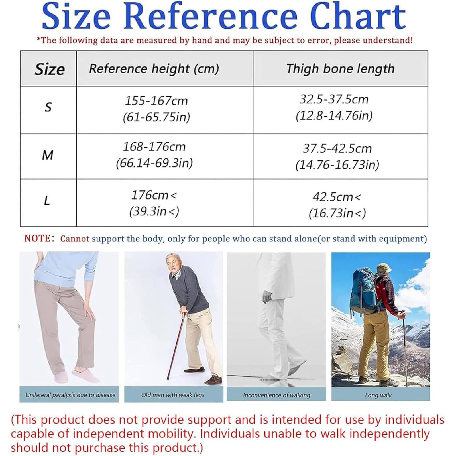 Genérico Exoesqueleto Biónico Portátil de Potencia para Caminar, Ajustable en 3 Niveles de Fuerza, Ayudas de Caminata con Potencia Biónica para Adultos Mayores, Viajes,Right,S