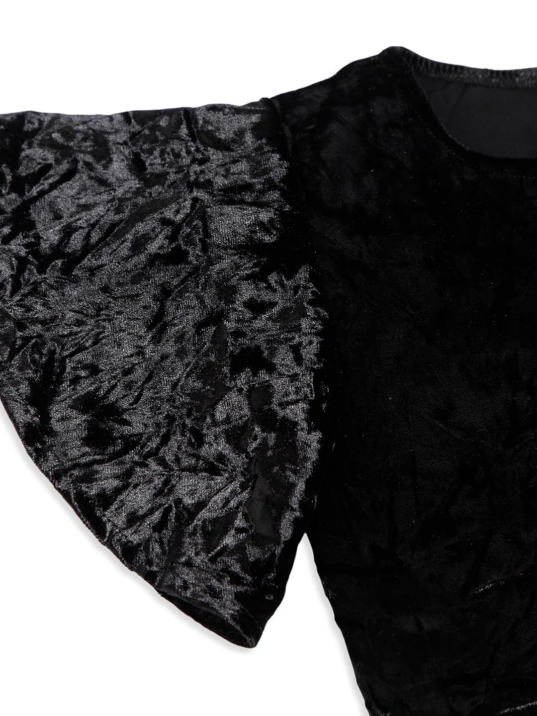 CHILINS Girls Black Velvet Party Top β Flutter Sleeve 1