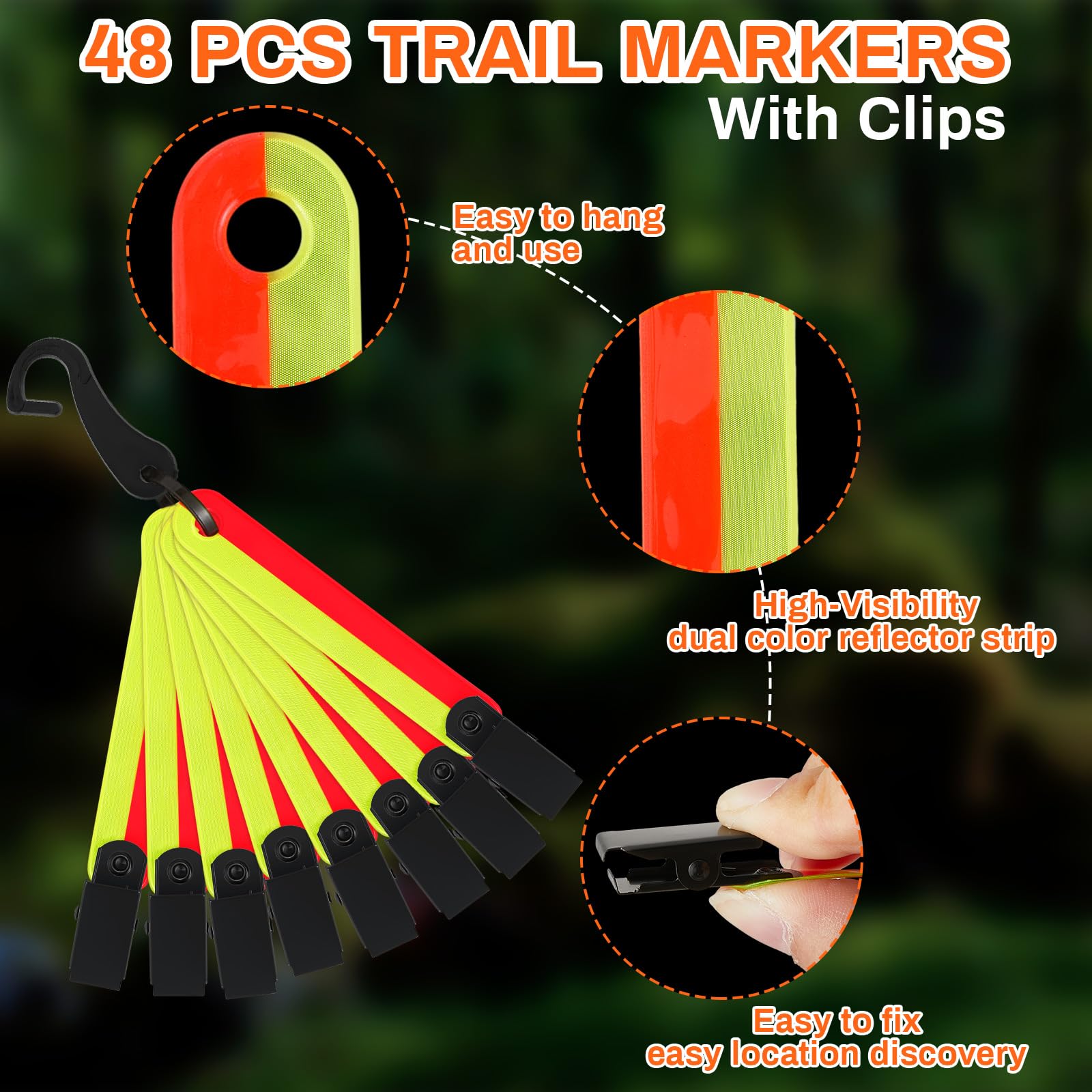 Wild Drifter Trail Markers - Bright Reflective Trail Marker Pack Of 24, Easy To Mount, Mark Your Trees For Hunting, Hiking, Camping, And More. (Red, 24