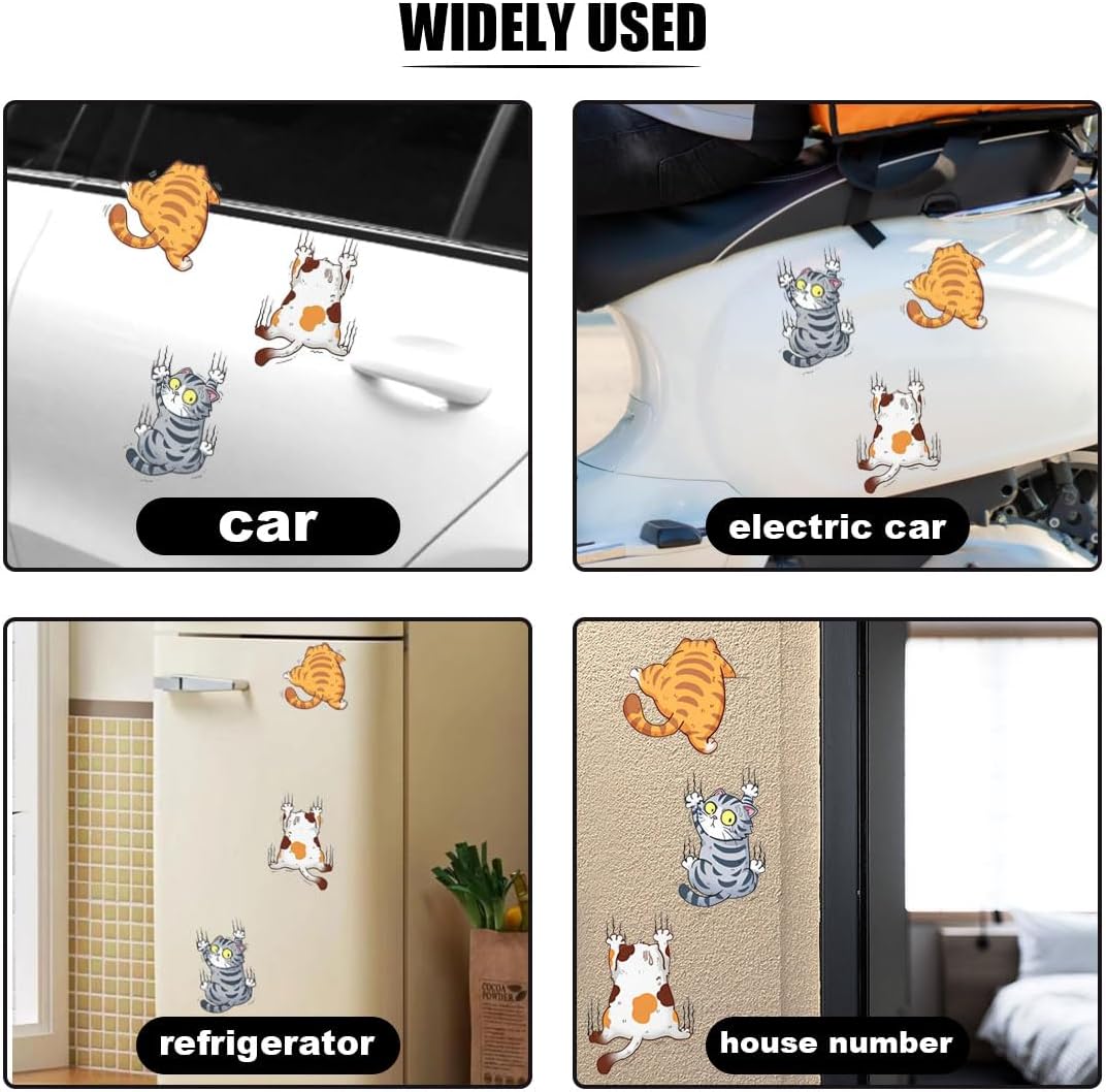 Scratch Cat Vinyl Car Sticker Decal, Climbing Cat Scratch Cover Funny Bumper Decal, Three Cute Cats Decoration Scratch Repair Sticker for Auto Truck Motorcycle Wall Window (Medium) - Image 6