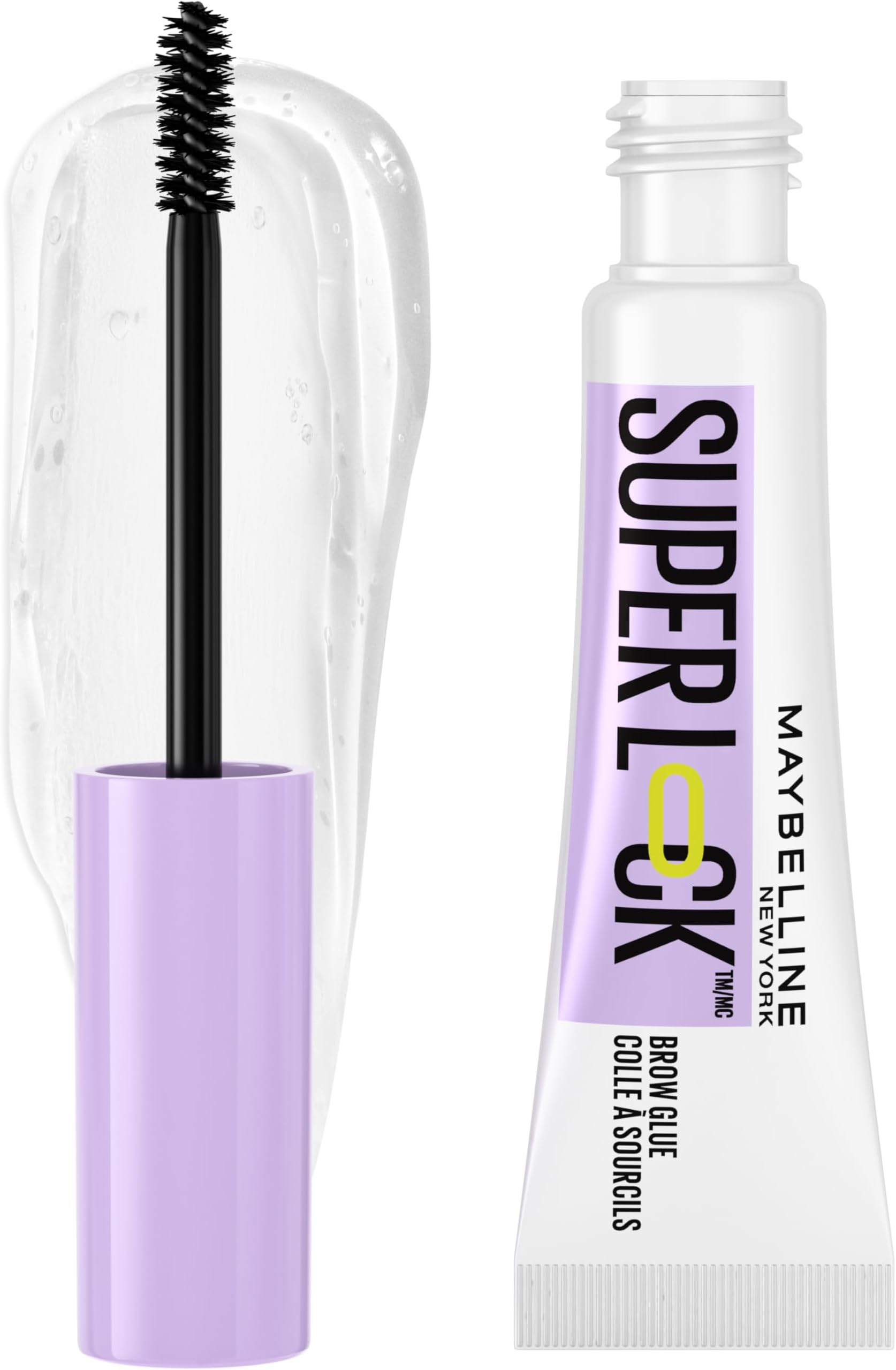 Maybelline Super Lock Brow Glue Eyebrow Gel, Lightweight Brow Gel For Up To 24HR Hold, Clear, 1 Count