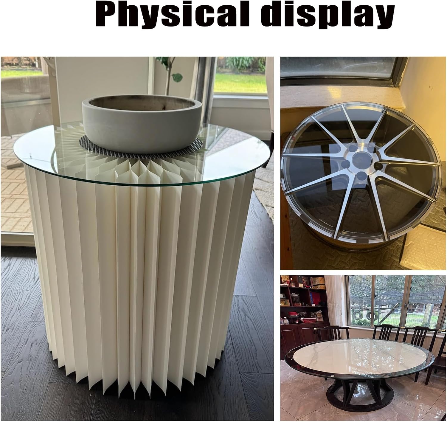 Round Glass Top Clear Tempered Restaurant Table Tops 21" Inch、Tempered Polished Edge、Shatterproof、Glass Table top Bumpers、Multipurpose，for Indoor & Outdoor(43CM(17IN))