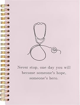 BearCake Pink Nursing Student Future Nurse Doctor Medical Graduation Student Gifts,Nurse Stethoscope Medical Doctor Notebook Journal, Hardcover Spiral Notebook 5.5x8.3