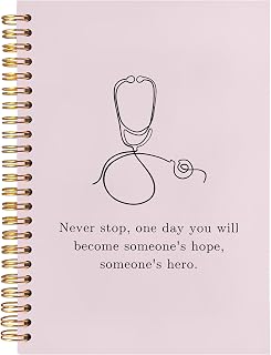 BearCake Pink Nursing Student Future Nurse Doctor Medical Graduation Student Gifts,Nurse Stethoscope Medical Doctor Notebook Journal, Hardcover Spiral Notebook 5.5x8.3