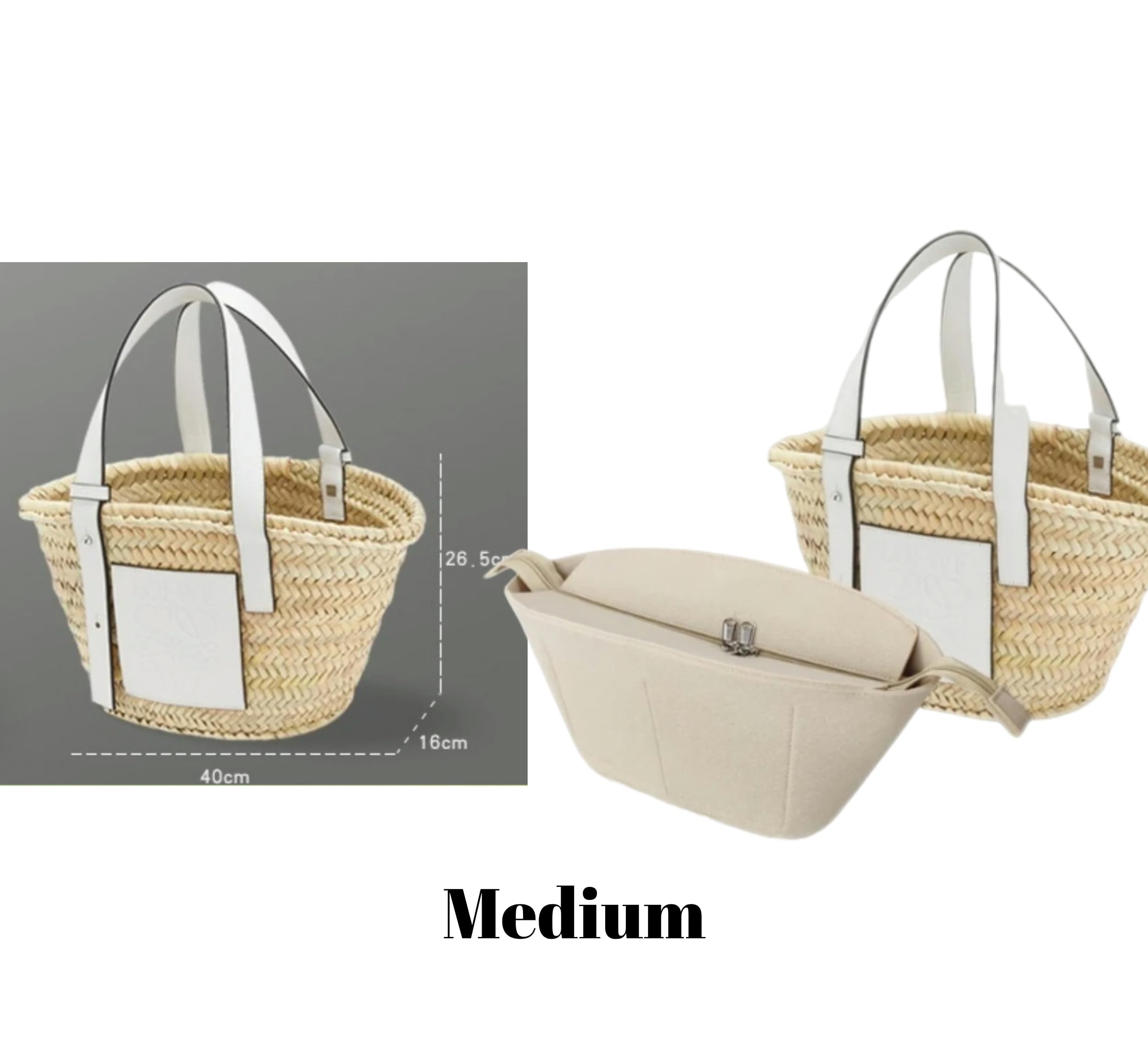 Organizador de bolso Xoppia compatible con la bolsa de rafia Loewe Classic. Forro interior de fieltro para bolso de mano de mujer. (Estilo A, Pequeño)