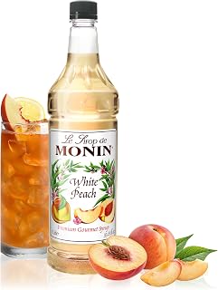 Monin - White Peach Syrup, Juicy Ripe Peach Flavor, Perfect for Cocktails, Mocktails, Iced Teas, & Smoothies, Gluten-Free, Non-GMO (1 Liter)