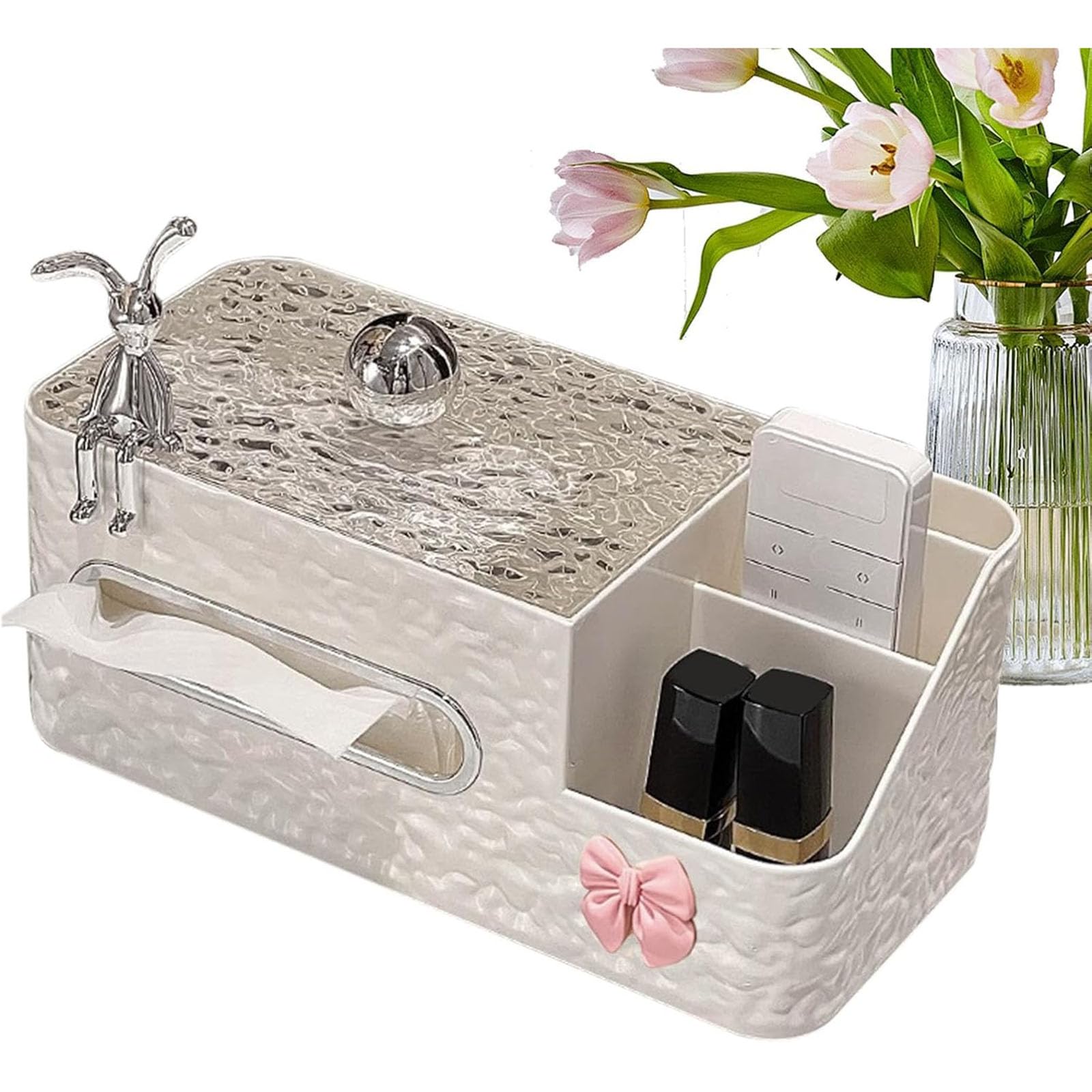 FUIERI Ash Cloth Box Holder, Multifunctional, Handkerchief Box Cover, Decorative Bedside Cloth Holder, Multifunctional Handkerchief and Remote Control Holder for Home,A