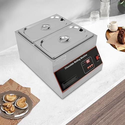 Vista 3 de Máquina de fusión de chocolate, máquina de templado comercial de chocolate, calentador y fundidor de chocolate ajustable de acero inoxidable