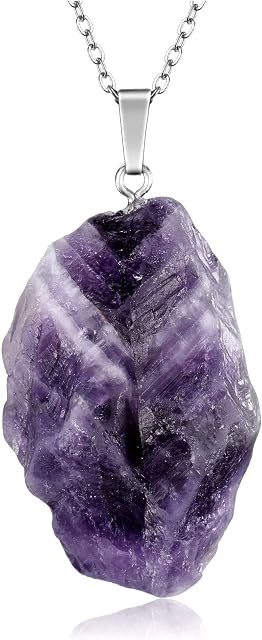 Jovivi Amethyst Citrine Crystal Pendant Necklace Handmade Natural Irregular Raw Crystal Reiki Healing Stone Jewellery,Mother Day Mum Gifts for Women