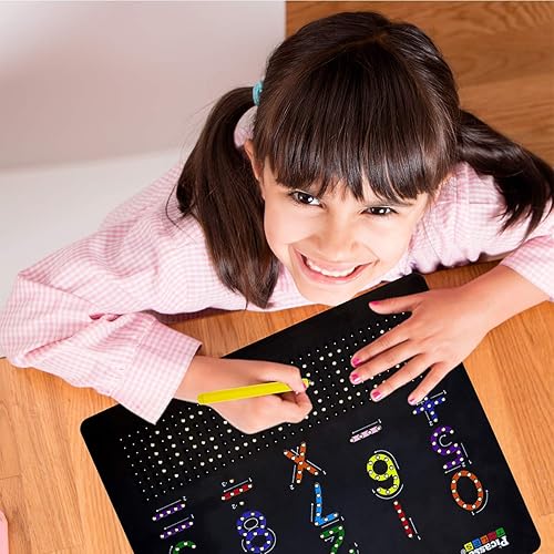 Miniatura 9 de PicassoTiles Tablero magnético con alfabeto + número + escritura de estilo libre, 2 en 1 ABC A-Z mayúscula y minúsculas letras de lectura tablero de