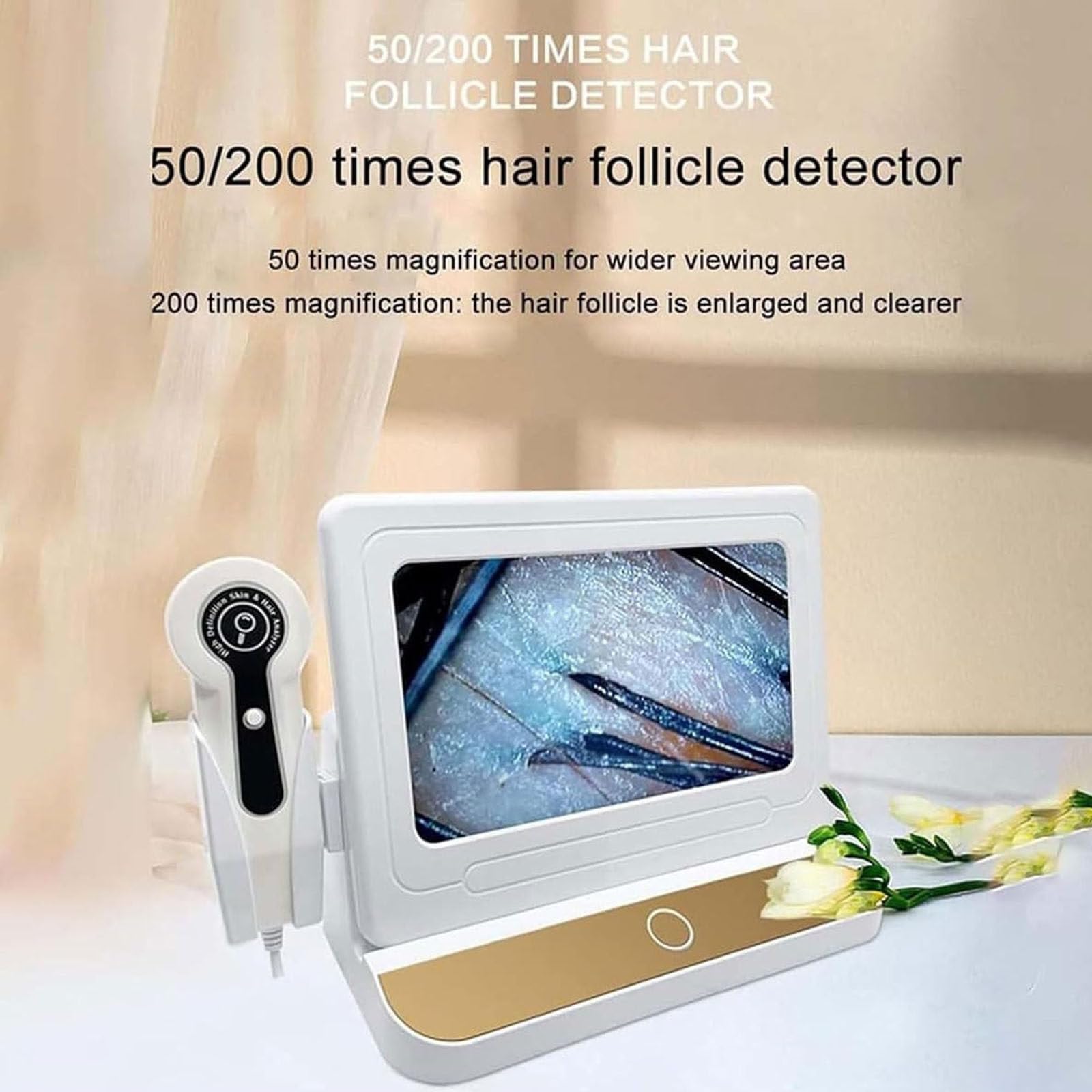 Analizador de piel y cabello, pantalla LCD HD 10 pulgadas, lupa de piel 50X/200X, máquina de análisis de piel profesional, detector digital de folículos pilosos del cuero cabelludo