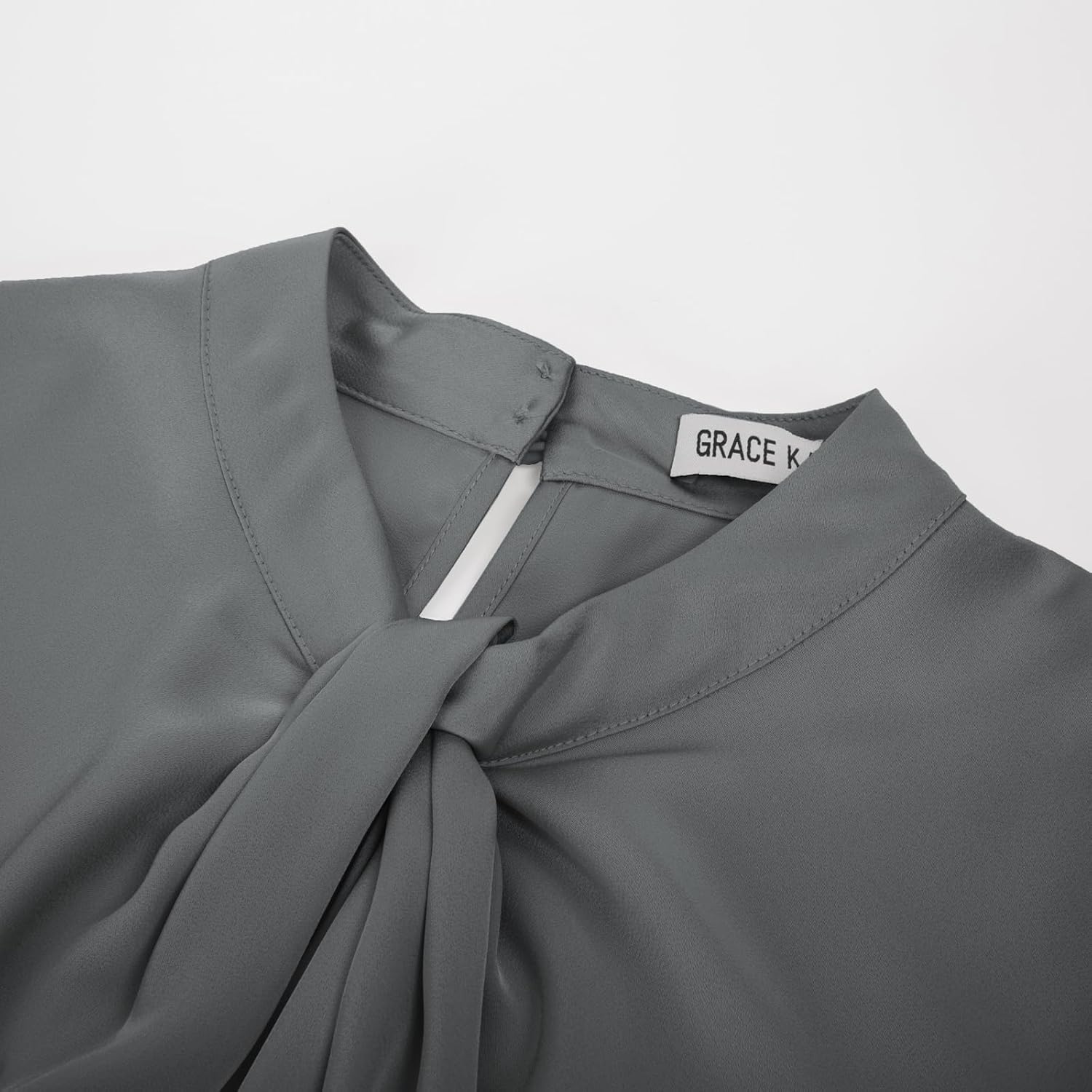 GRACE KARIN Women's Long Sleeve Satin Blouse,Mock Neck Work Silk Shirts,Dressy Tops for Business Casual Office - Image 7