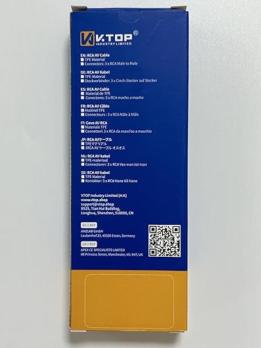 Miniatura 9 de V.TOP RCAPhono Macho Plug a Plug Compuesto AV Audio Video Cable Cable TV Cable - Triple 3X RCA a RCA Cable Estéreo con enchufe amarillo rojo blanco