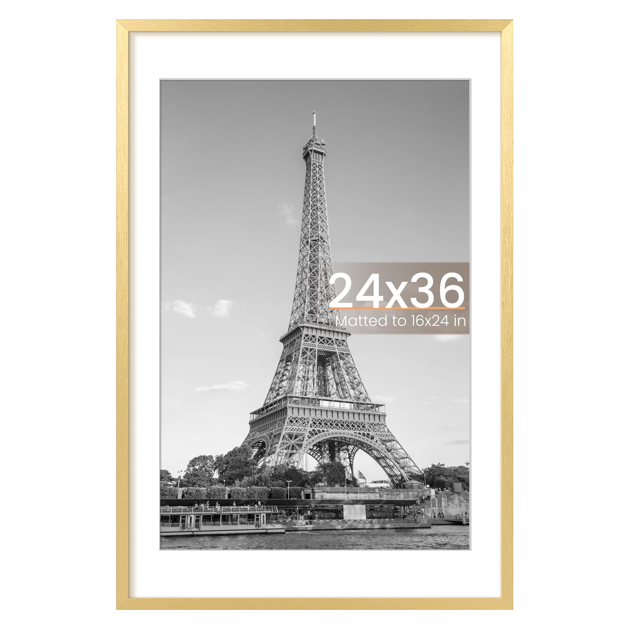 upsimples 24x36 Poster Frame, Wall Decor Picture Frames, Gold 1 Pack | 24 x 36 Frame, 20x30 Frame with Mat for Gallery Wall, Family, Baby, Dog, Dorm, Christmas, Wedding