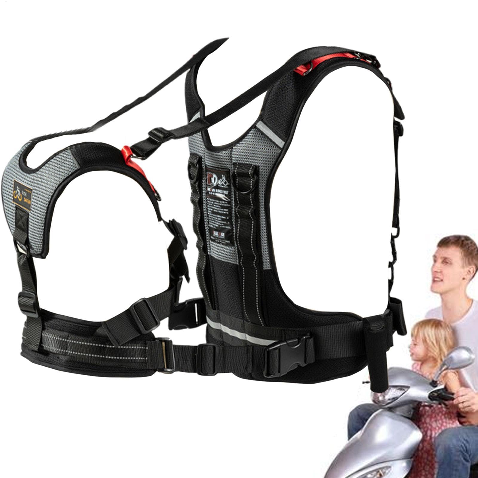 Arnés Infantil para Moto Arnés de Viaje versátil, cómodo y Reflectante para | Arnés con Cinturón de Seguridad para Moto Protección del Pasajero Infantil al Montar en Motocic