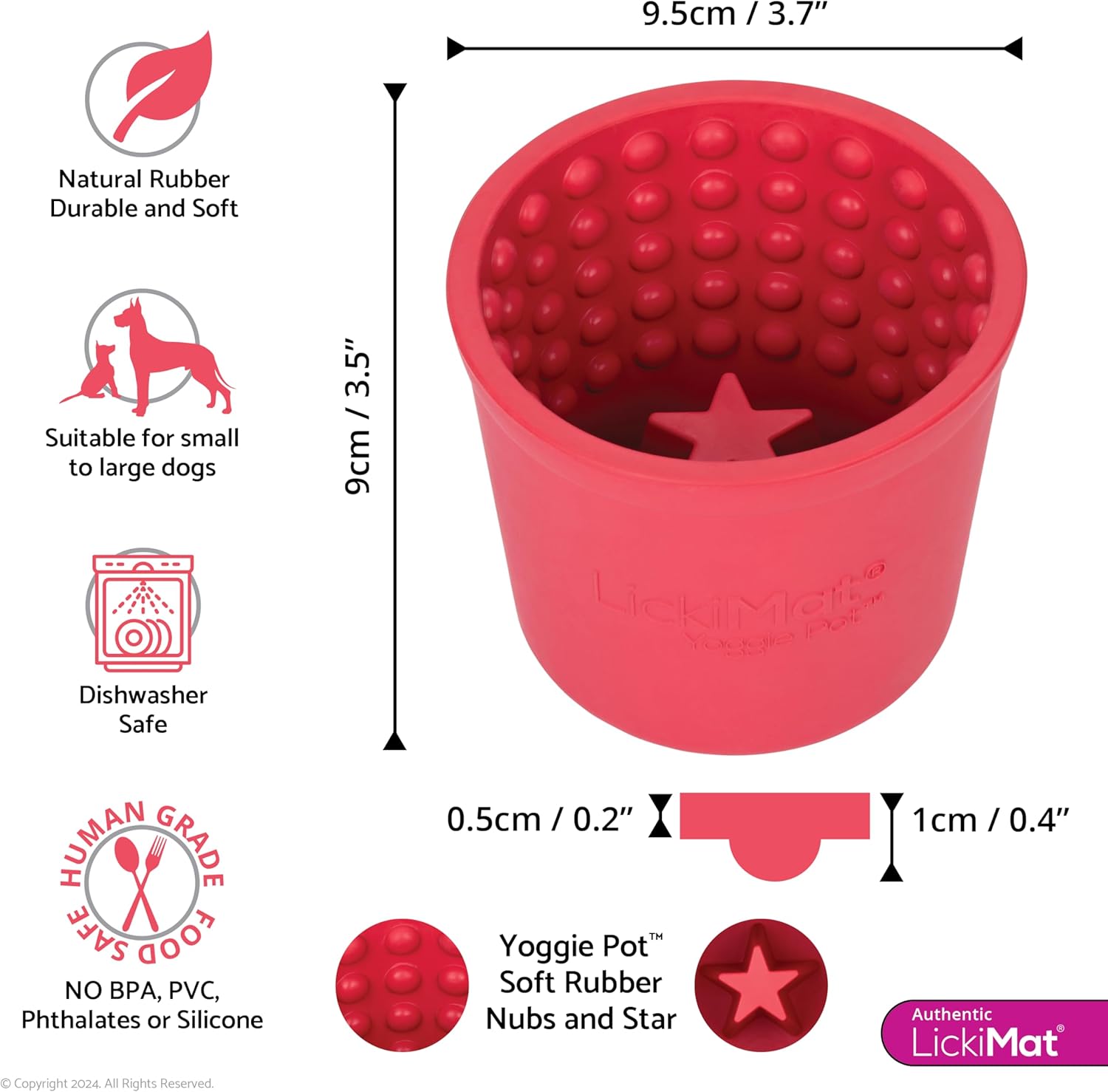 LickiMat Yoggie Pot Pink Rubber Slow Feeder Dog Bowl