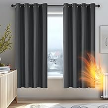 Deconovo thermal curtain cold protection curtains with eyelets 175x140 cm (height x width) Opaque curtains bedroom blackout curtain blackout curtain heat insulating, dark grey, set of 2