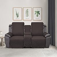 Vista 2 de PureFit Funda reversible resistente al agua para sofá reclinable doble con consola, funda de sofá dividida antideslizante, funda reclinable lavable