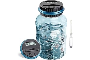 Large Piggy Bank for Boys or Adults, Smart Digital Coin Sorter, 1.8L