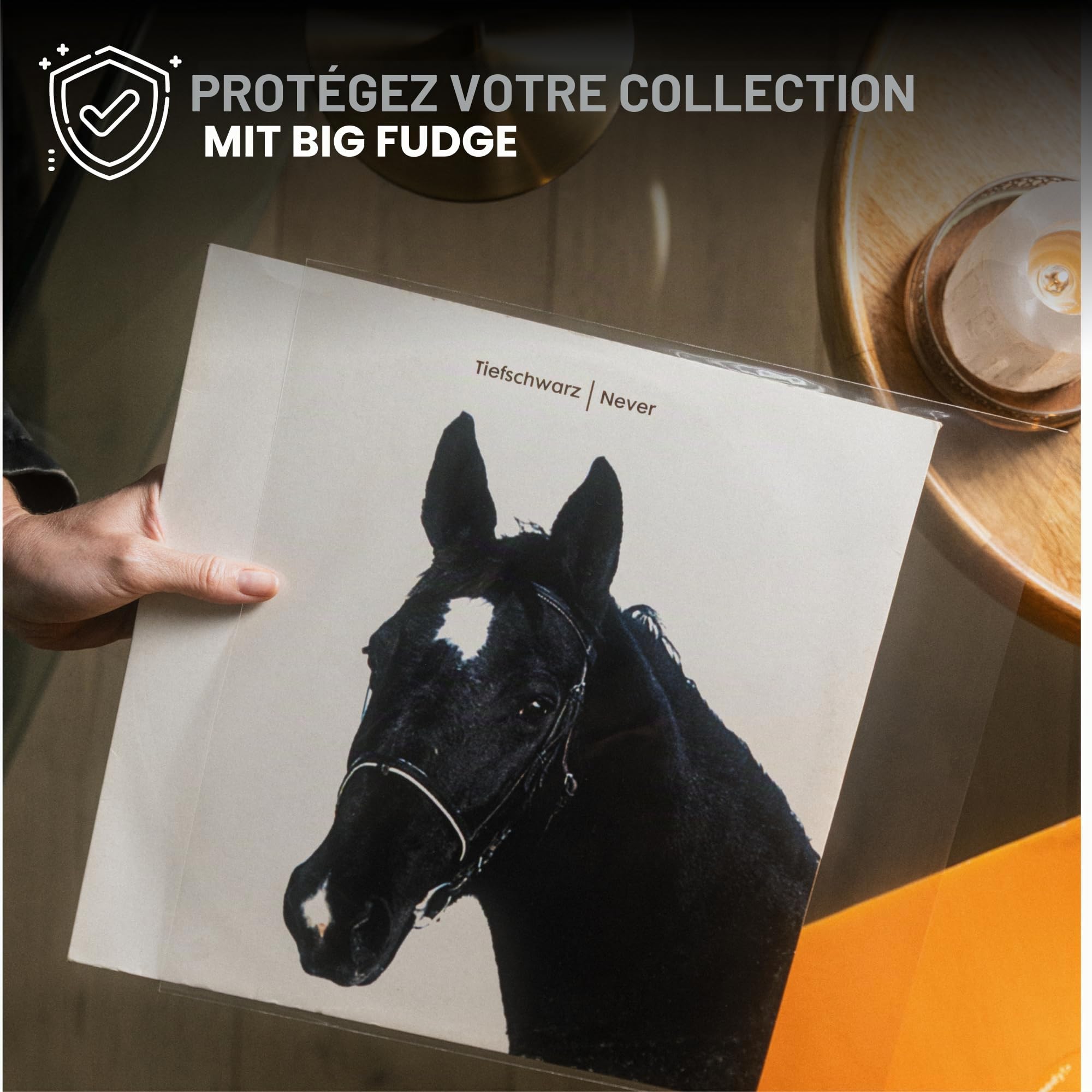 BIG FUDGE Pochettes Extérieures Vinyles 30cm x 50pcs Pochette Transparente Plastique 33 Tours 3 mil 30x30 cm