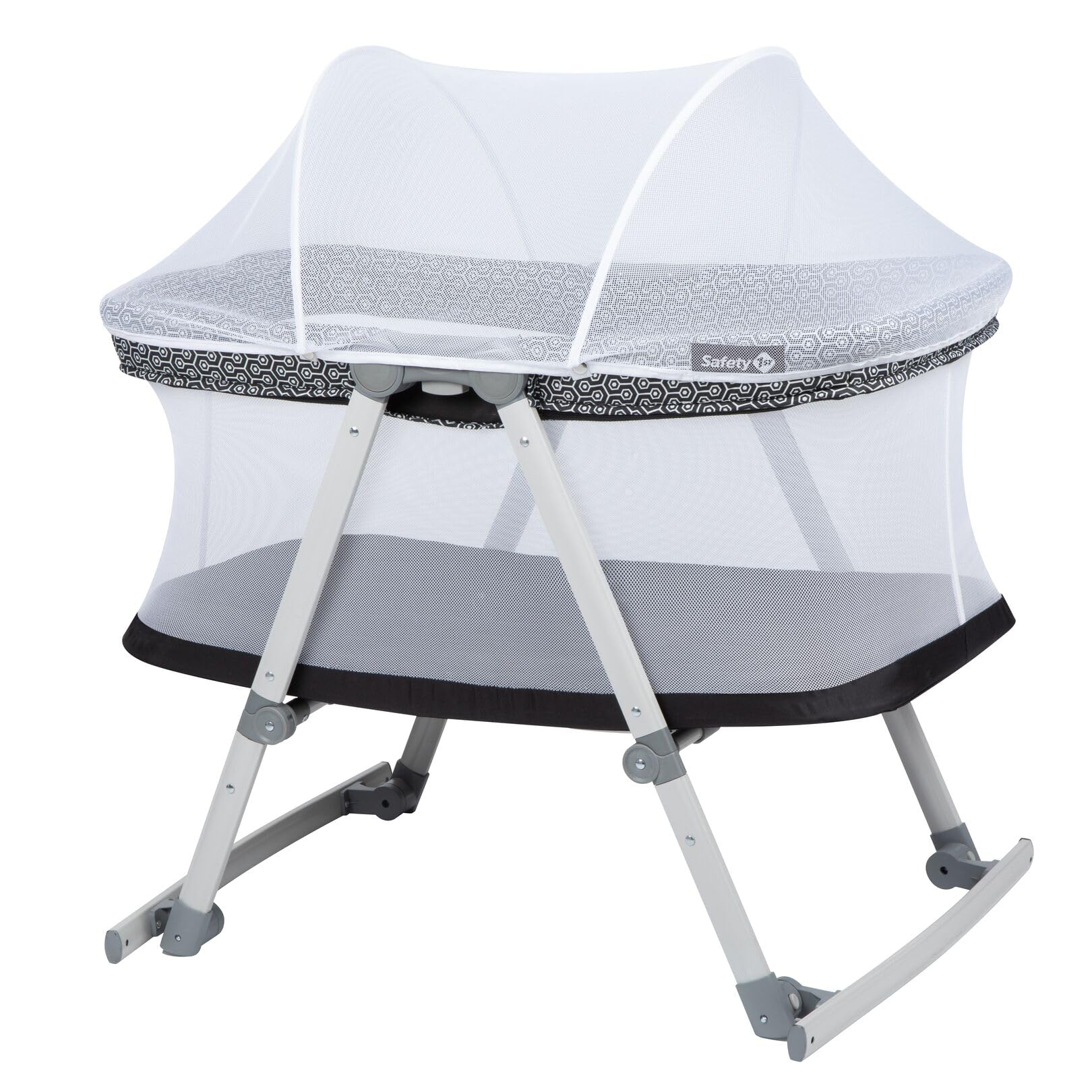 Safety 1st Morning Star Rocker - Cuna plegable para bebé con bolsa de viaje, adecuada desde el nacimiento hasta aproximadamente 9 meses, geométrica (negro)