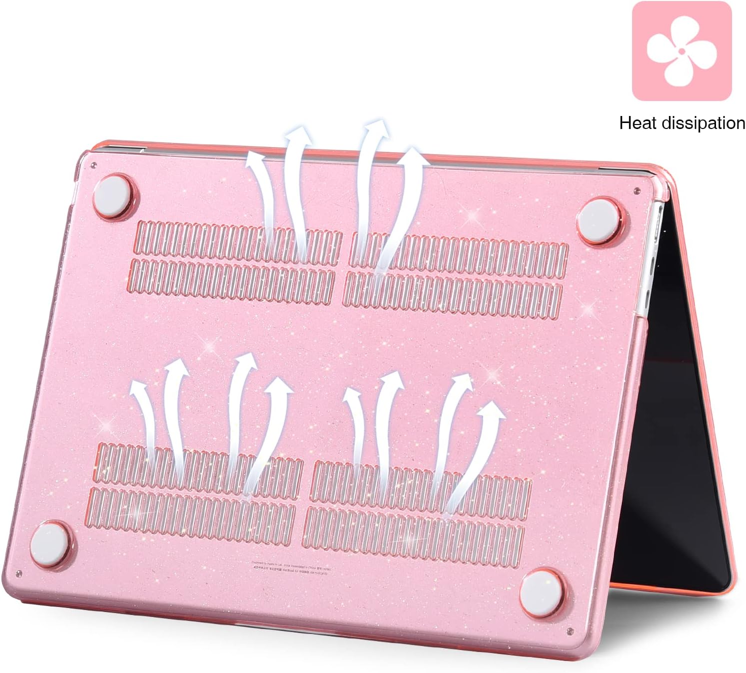 EooCoo Case Compatible with MacBook Air 13 inch M4 2025 2024-2022 Release M3 M2 A3240 A3113 A2681, Glitter Hard Shell&Keyboard Skin Cover&Screen Protector for Mac Air 13.6 inch Case, Sparkly Pink image 4 of 7 B0B9RZMY39