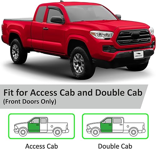 Miniatura 5 de Voron Glass Protectores de lluvia extra duraderos para Toyota Tacoma 2016-2023 Cabina de acceso, deflectores de ventanas, viseras de ventana de