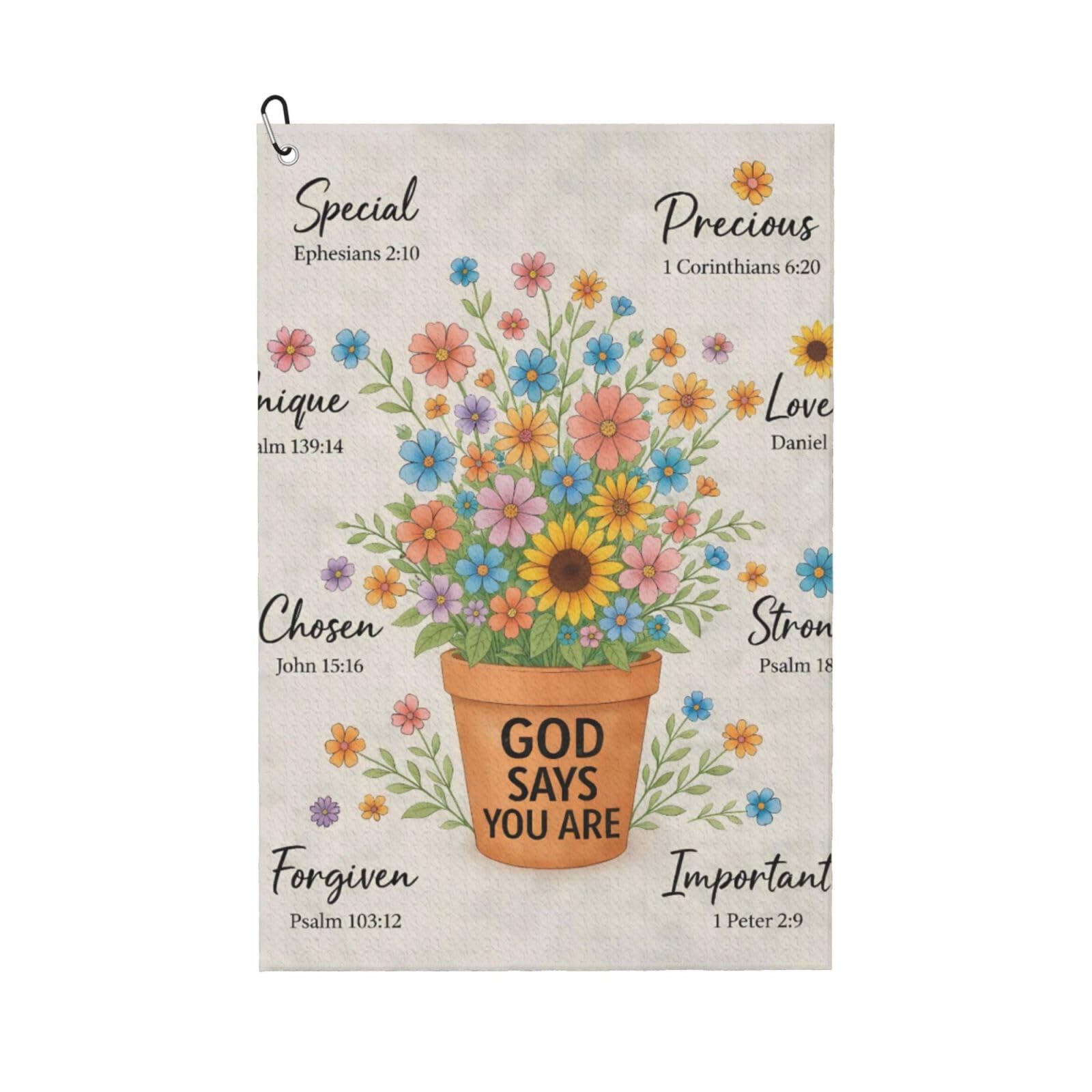 Oudrspo Colorful Inspirational Floral Multi-Functional Golf Towel | Absorbent Quick Drying 16x24in