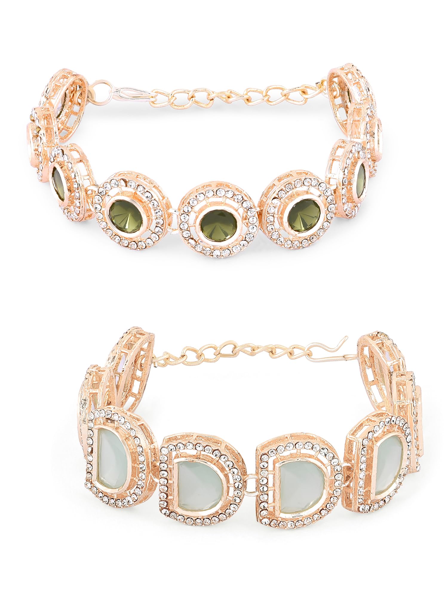 ZAVERI PEARLS Set Of 2 Green Multistrand Artificial Stones & Beads Ethnic Bracelet For Women-ZPFK16869 (B0CLJF4D3T) Amazon Price History, Amazon Price Tracker