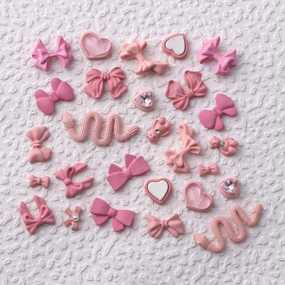 Amazon | 23個 3D ピンクネイルパーツピンクリボンネイルチャーム