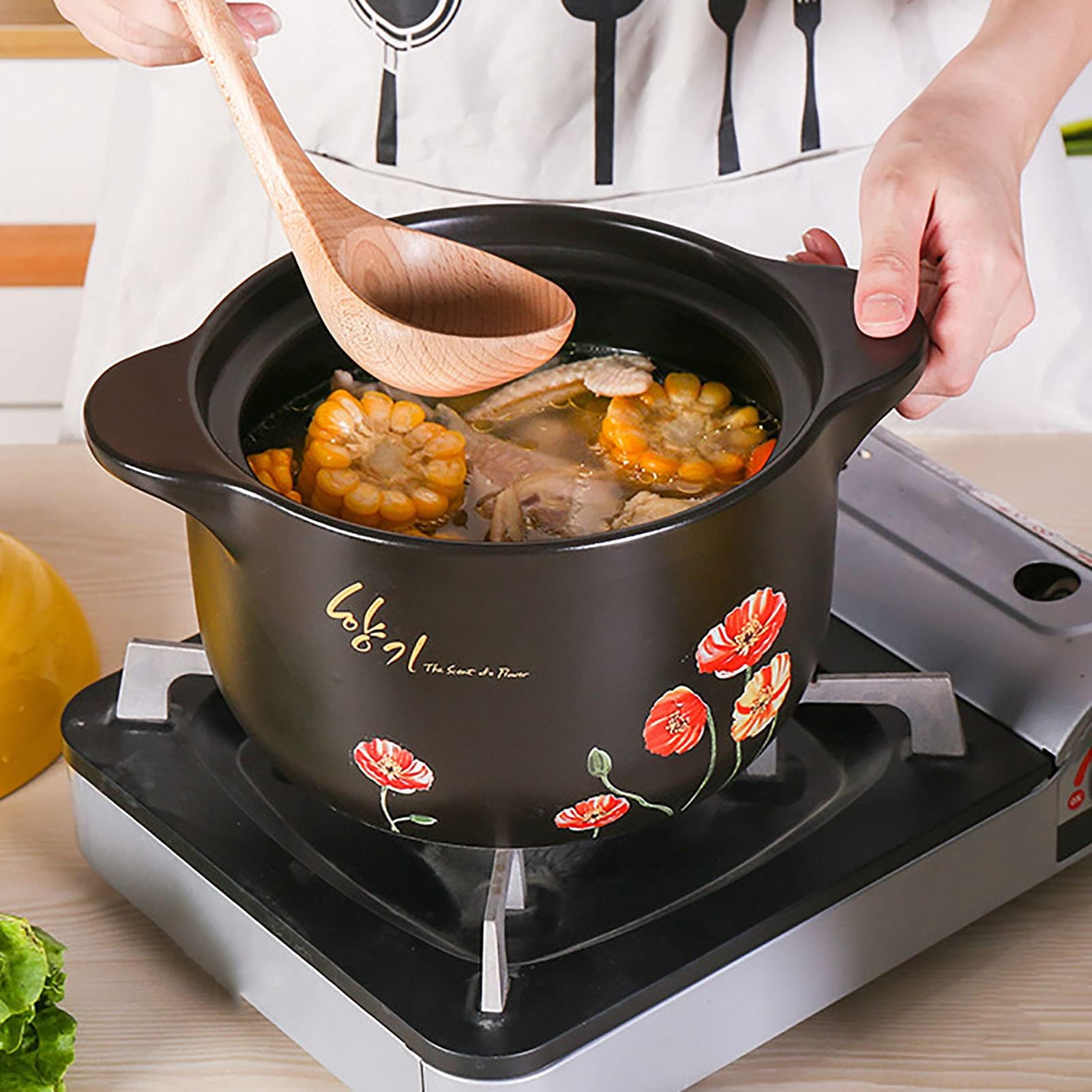 Antihaftbeschichteter Keramik-Auflauf – Mehrzweck-Topf auf dem Herd for Hot Pot, Reis, Nudeln, Congee und Milchsuppe, geeignet for die Küche zu Hause und im Restaurant