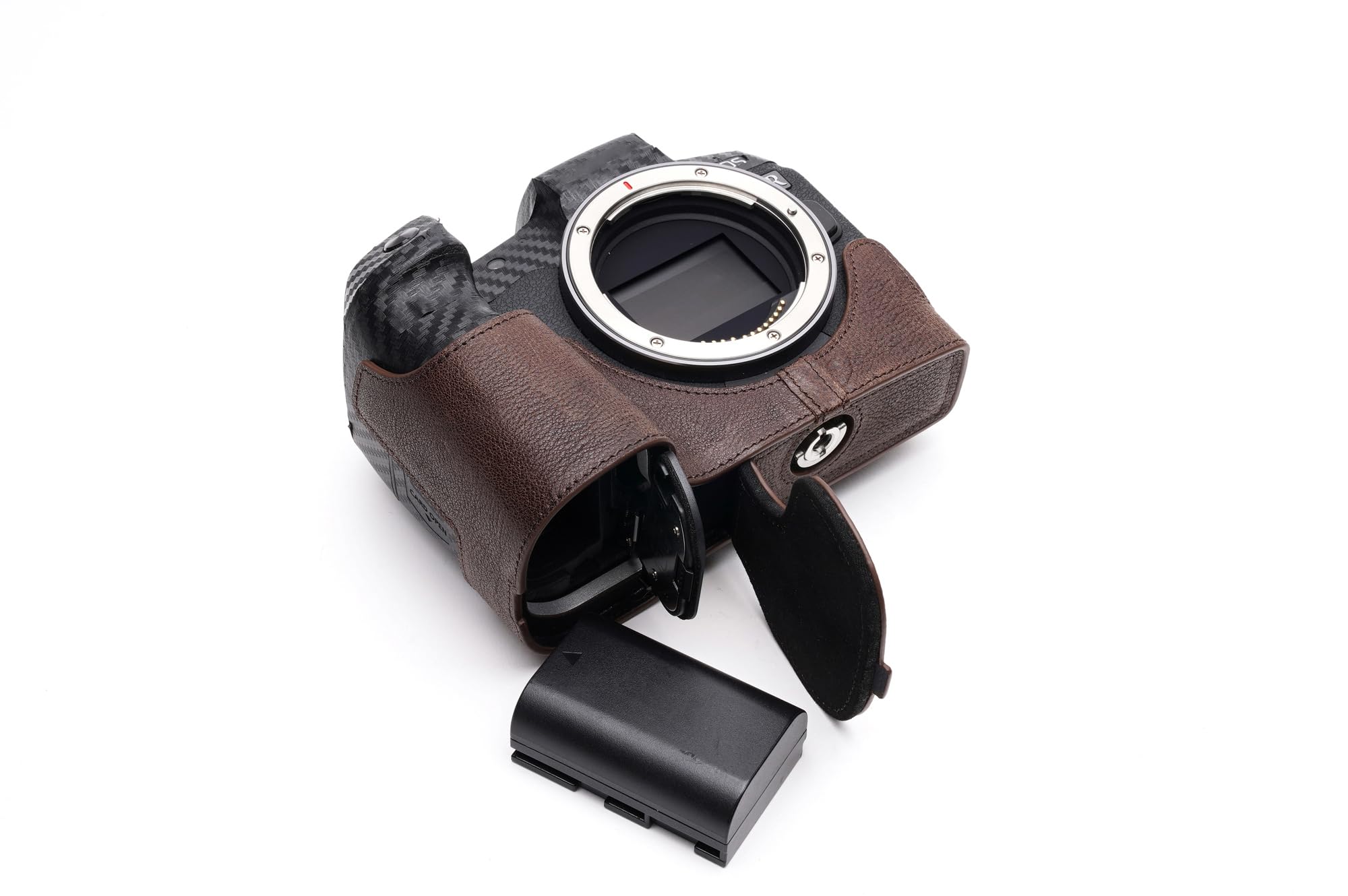 Housse moitié caméra Canon EOS R cuir véritable marron objet d'artisanat