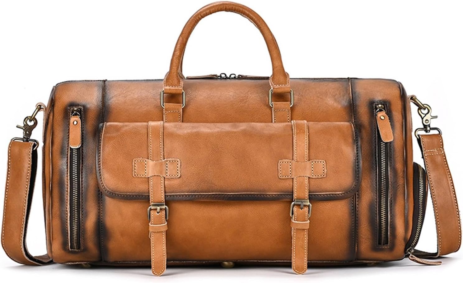 Vintage Leather Men's Handbag Men's Leather Handbag Single Shoulder Straddle Large Capacity Duffle Bag