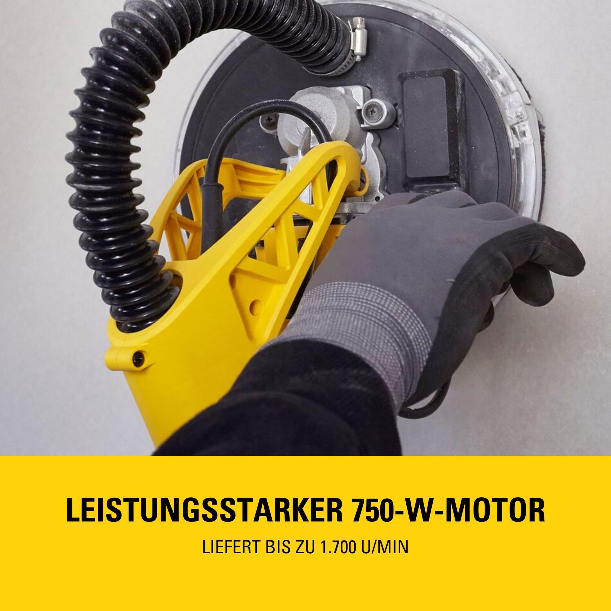 STANLEY FATMAX 750W drywall sander (225mm) with storage bag and 120G mesh grinding wheel, SFMEE500S-QS, Black & Yellow