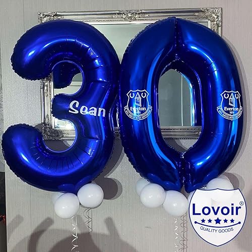 Miniatura 4 de Lovoir Globo azul marino de 40 pulgadas, 30 dígitos gigantes, helio azul oscuro para fiesta de 30 cumpleaños, decoraciones de celebración de