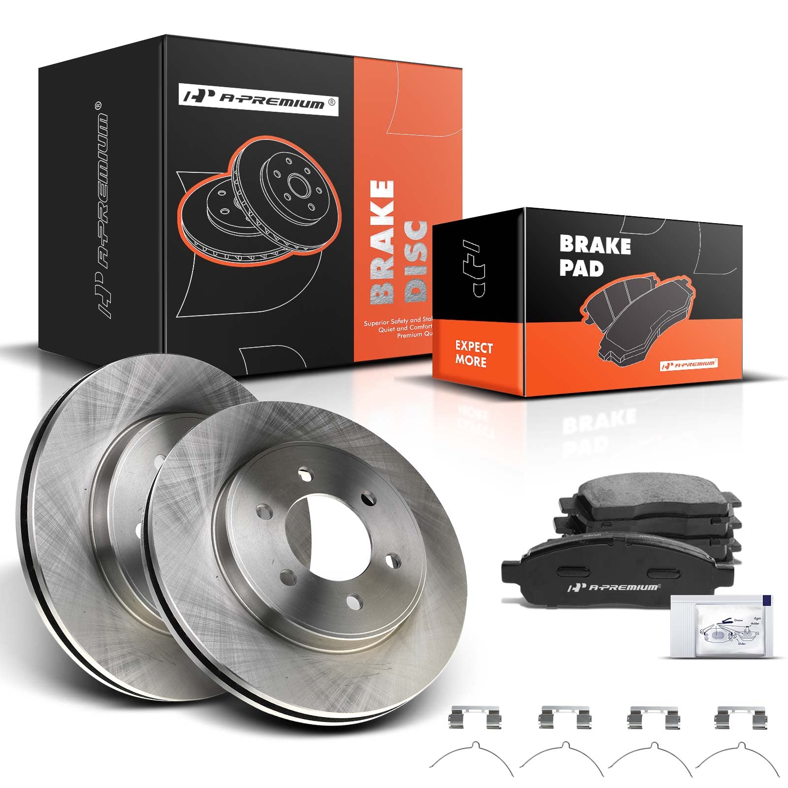 A-Premium 12.99 inch (330mm) Front Vented Disc Brake Rotors + Ceramic Pads Kit Compatible with Select Ford and Lincoln Models - F150 2004-2008, Mark LT 2006-2008, Only fit 4WD, 6-Lug Wheels - 6-PC Set