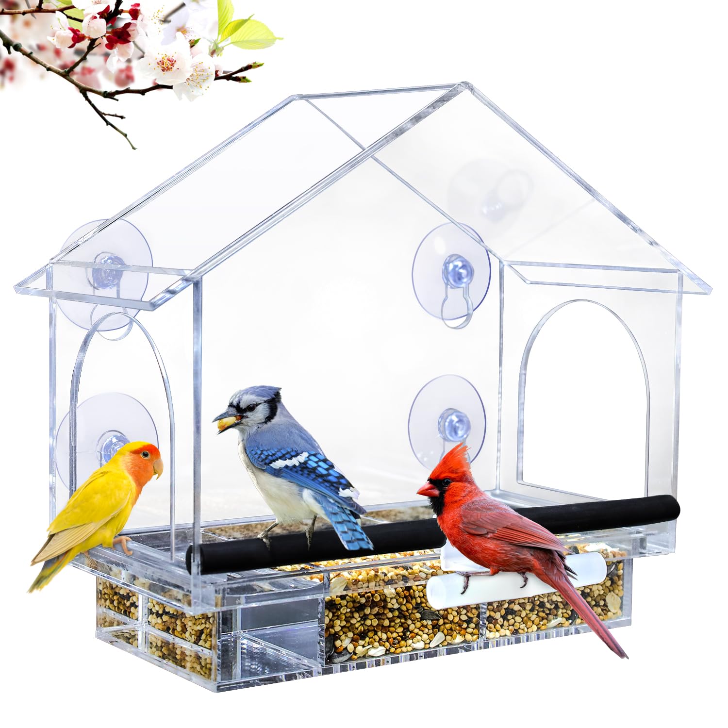 Yieach Vogelfutterspender Mit Saugnäpfen – Transparente Futterstation Für Fenster, Für Balkon & Garten