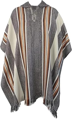 Gamboa Alpaca Poncho Hombre con Capucha Estilo Mexicano Lana Otoño Invierno