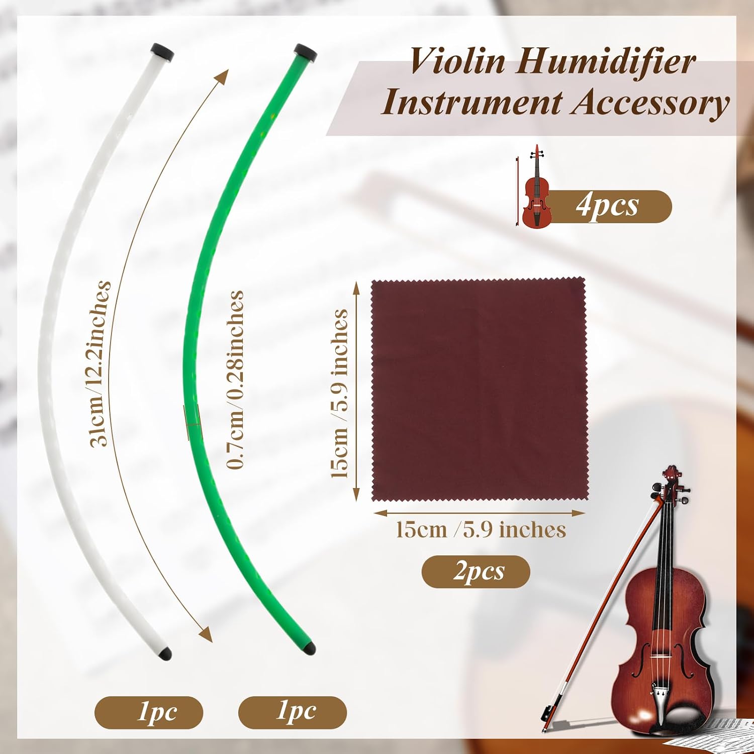 Kathfly 2 Pcs Violin Humidifier F Hole with Cloth,White, Green