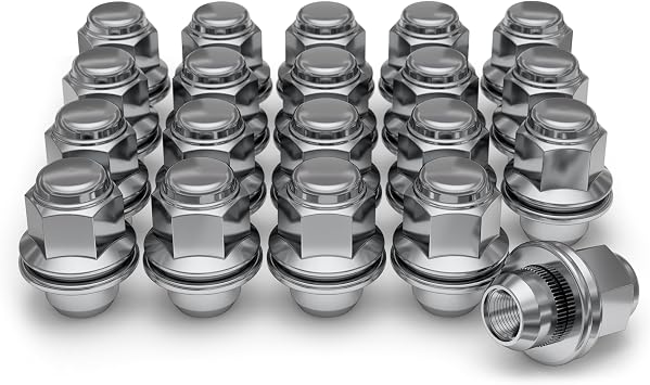 White Knight M12x1.25 Lug Nuts for Select Nissan and Infiniti, Factory Style Chrome Med Mag with Washer - 5306-20AM 20 Pack
