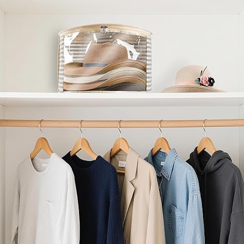 Miniatura 2 de Paquete de 1 caja de almacenamiento para sombreros con ventana transparente, capacidad para hasta 7 tapas, bolsa organizadora de sombreros de