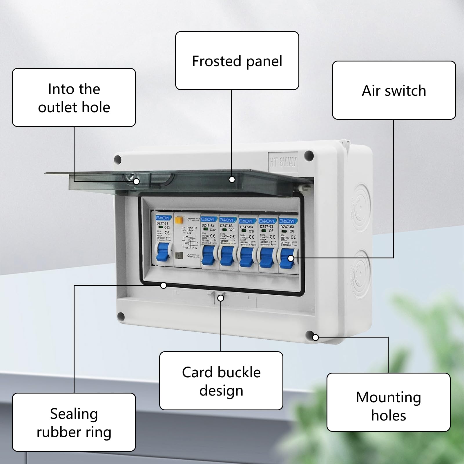 Scatola Elettrica Esterna IP65 Con 5 Interruttori Aria - 63A Impermeabile Per Interni/Esterni - Foto 4