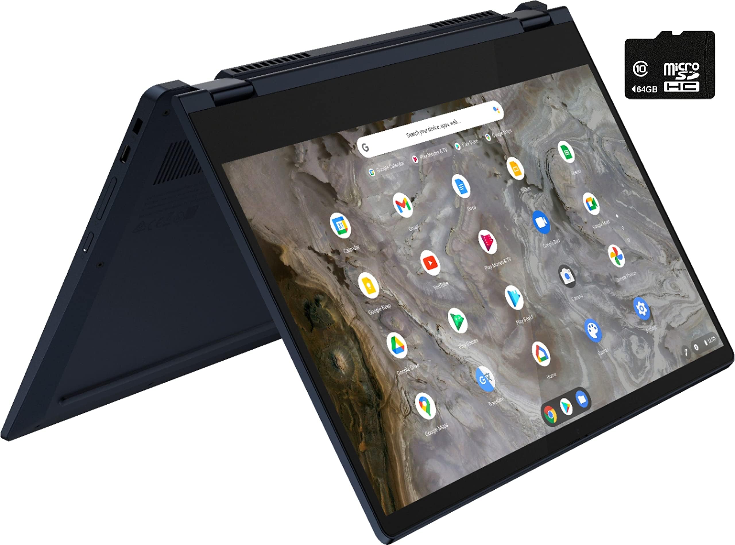 Lenovo - Flex 5 13" 2-in-1 FHD Touchscreen Chromebook - Pentium 7505 - 4GB Memory - 96GB Storage (32GB eMMC Plus 64GB Card) WiFi 6, Bluetooth, Webcam- Abyss Blue w/TGCD Accessory