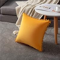 Vista 4 de 2 fundas para cojín decorativo de terciopelo con pompones