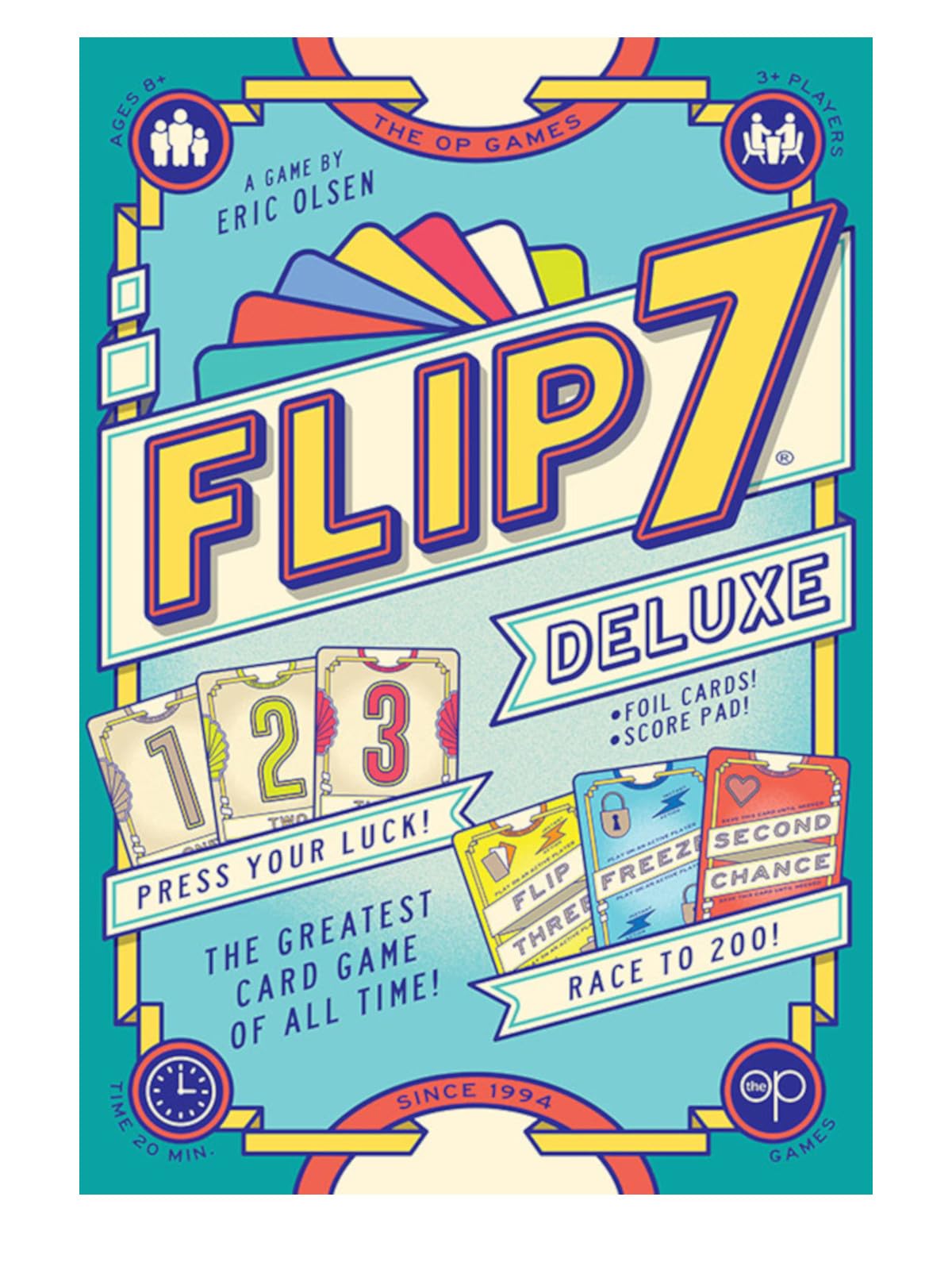 USAopoly | Flip 7 Deluxe | Party Card Game | Ages 8+ | 3+ Players | 20+ Minutes Playing Time