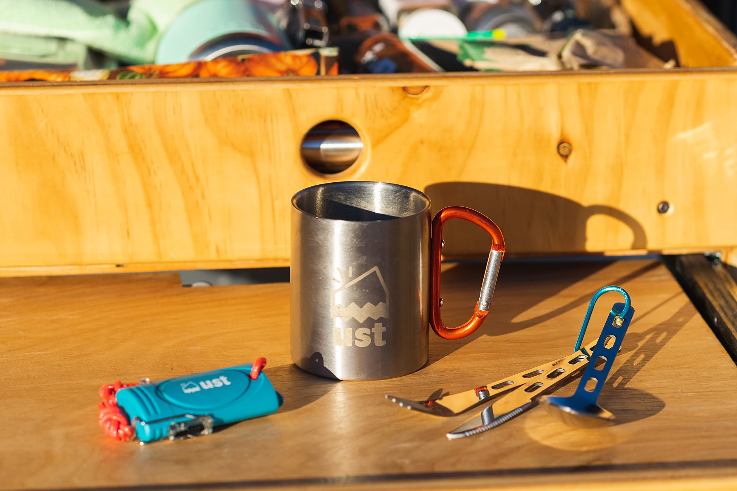 ust Stainless Steel Utensil Set with Carabiner, One Size (20-CKT0053-02)